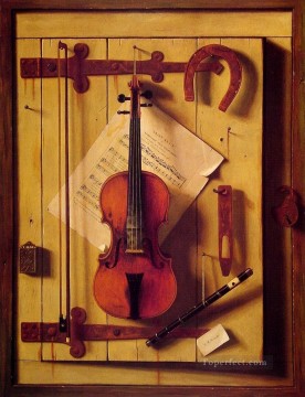 Naturaleza muerta clásica Painting - Naturaleza muerta Violín y Música William Harnett